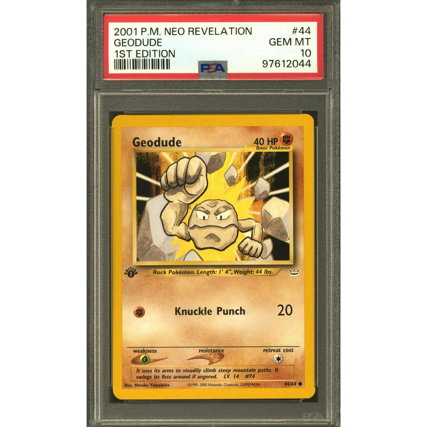 Pokemon Neo Revelation 1st Edition Geodude 44/64 PSA 10 GEM MINT