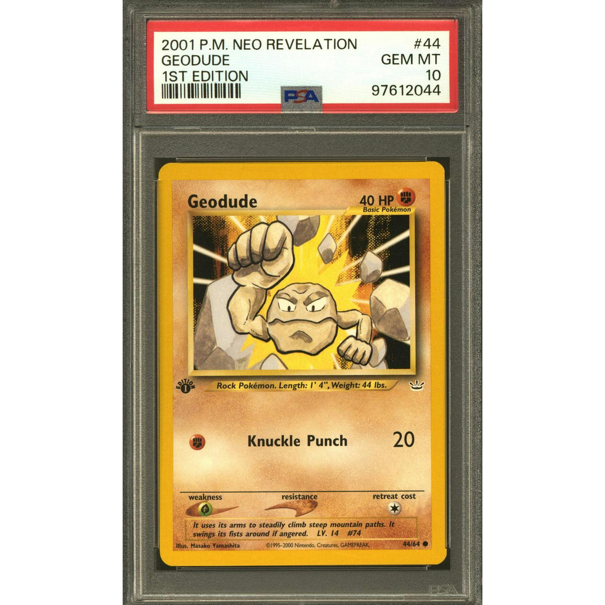 Pokemon Neo Revelation 1st Edition Geodude 44/64 PSA 10 GEM MINT