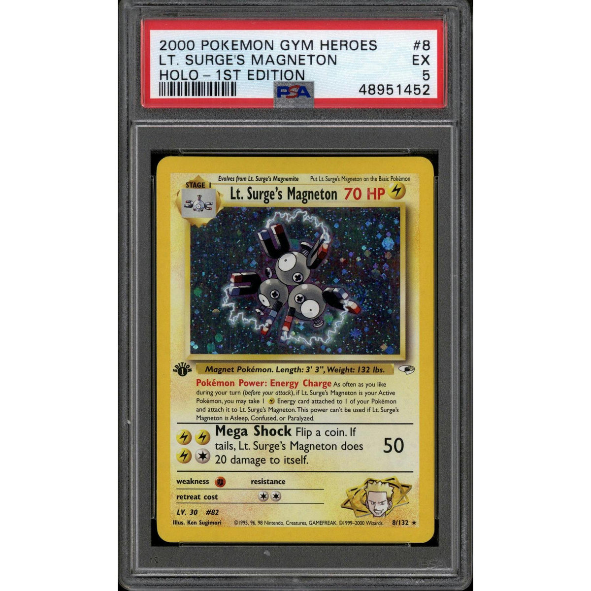 Pokemon Gym Heroes 1st Edition Lt. Surge's Magneton 8/132 PSA 5