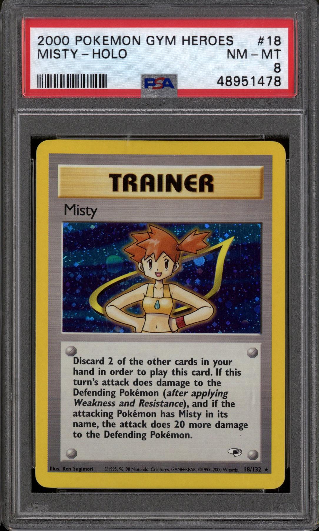 Pokemon Gym Heroes Misty 18/132 PSA 8
