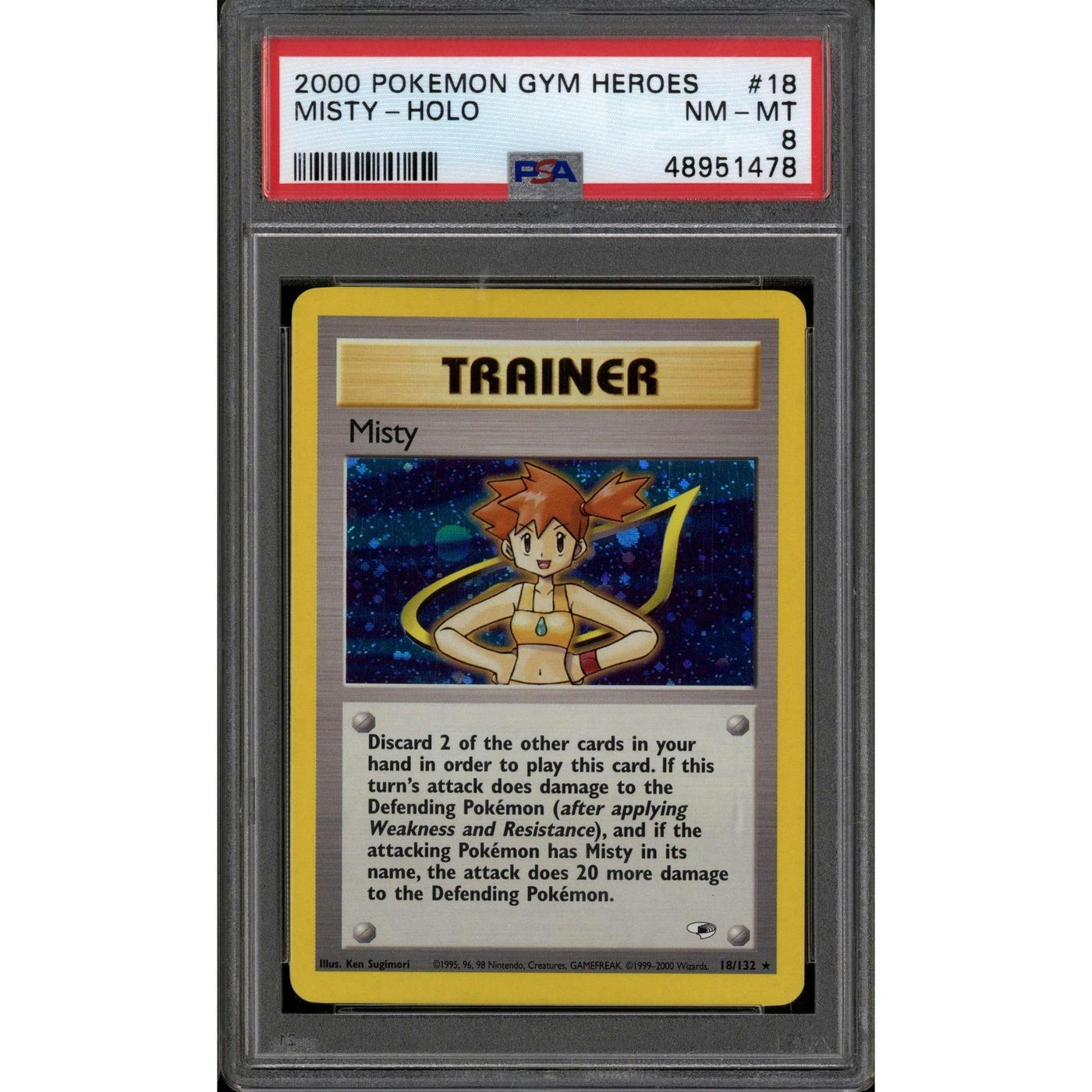 Pokemon Gym Heroes Misty 18/132 PSA 8