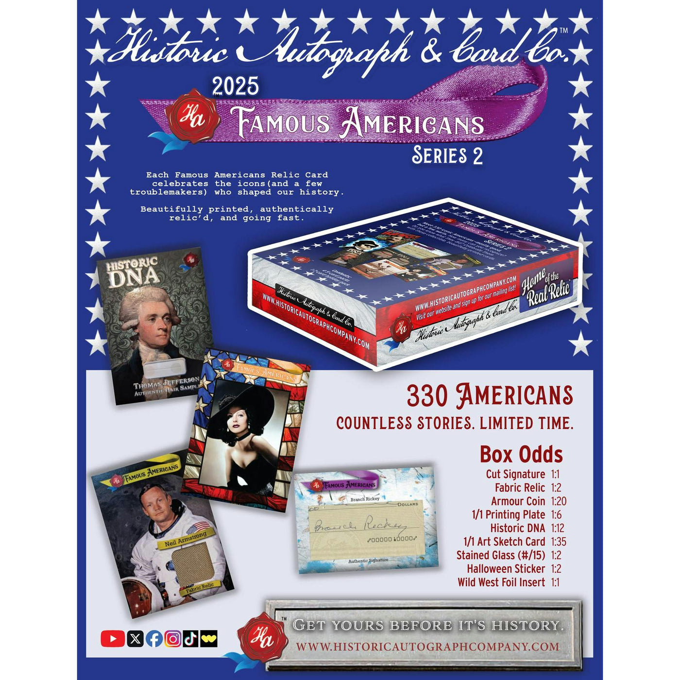 2025 Historic Autographs Famous Americans Series 2 Hobby 24-Box Case