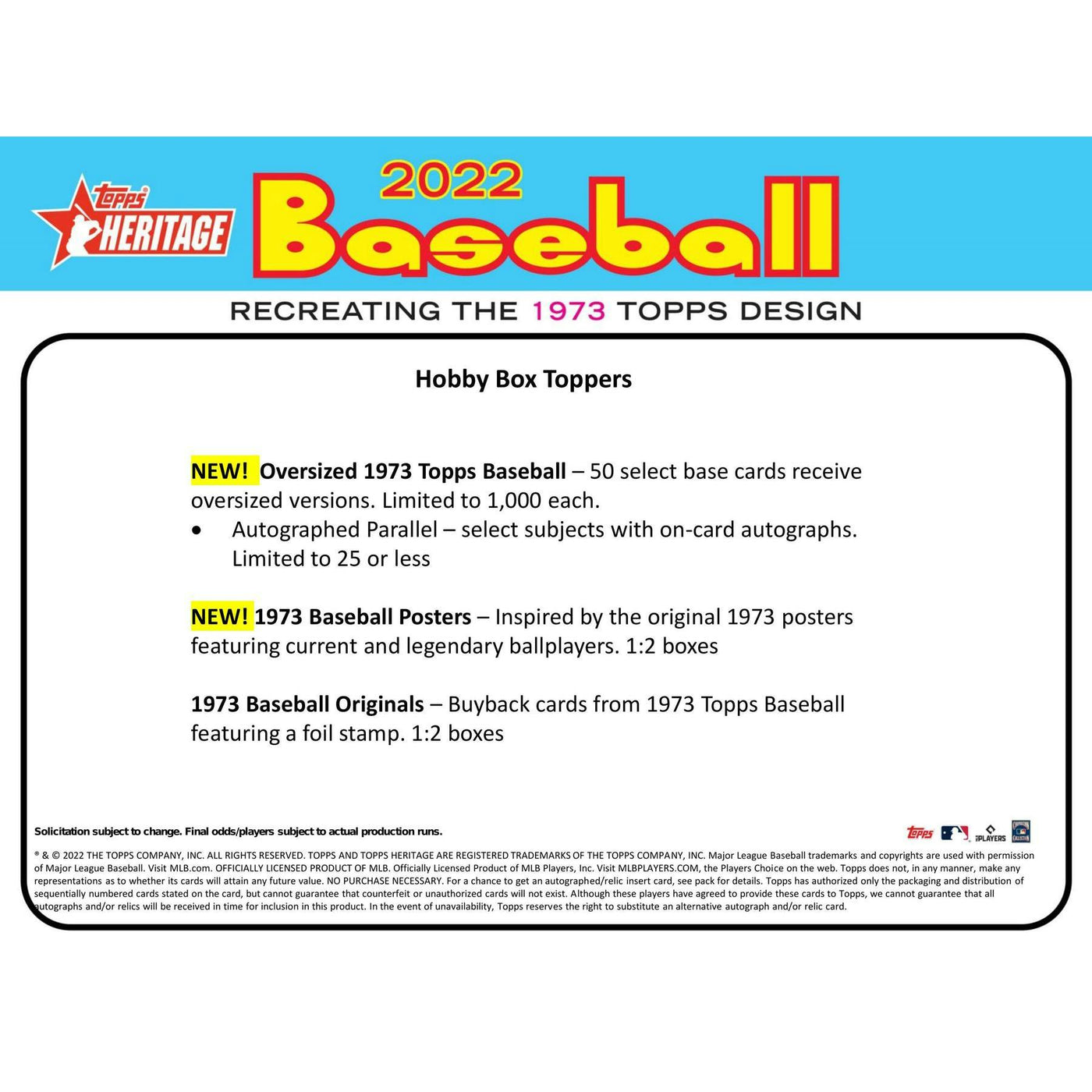 2022 Topps Heritage Baseball Hobby Box