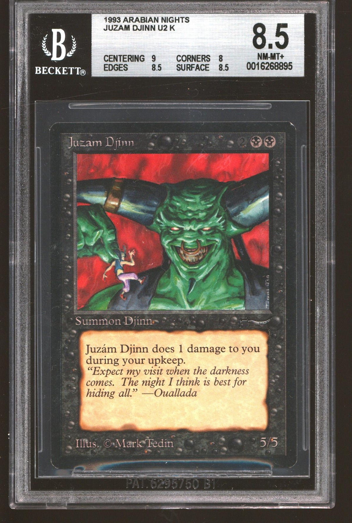 Magic the Gathering Arabian Nights Juzam Djinn BGS 8.5 - 9 8 8.5 8.5 NEAR MINT NM