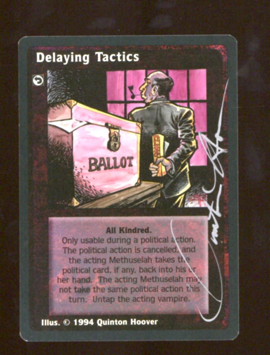 Vampire the Eternal Struggle VTES 1st Edition Jyhad Delaying Tactics Signed by Quinton Hoover Auto