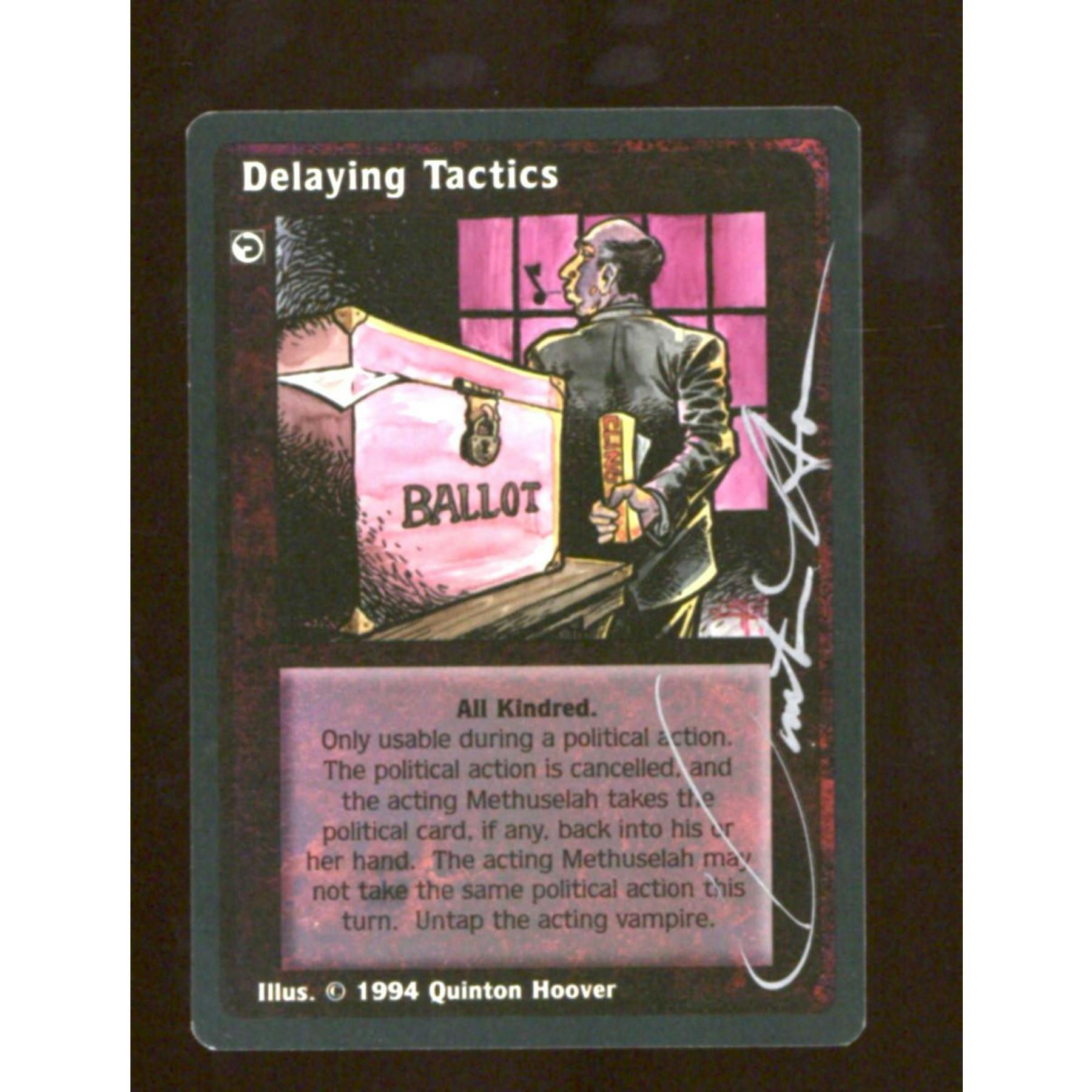 Vampire the Eternal Struggle VTES 1st Edition Jyhad Delaying Tactics Signed by Quinton Hoover Auto