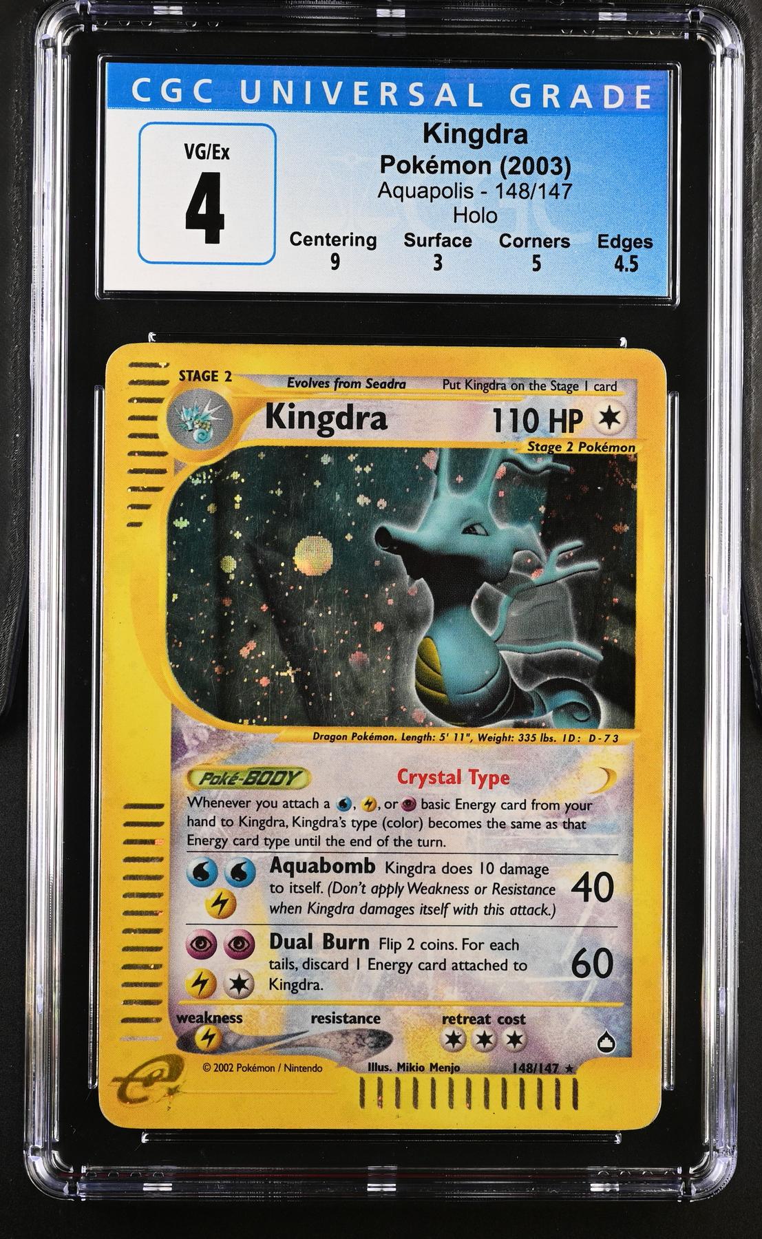 Pokemon Aquapolis Kingdra 148/147 CGC 4 Subgrades 9 3 5 4.5