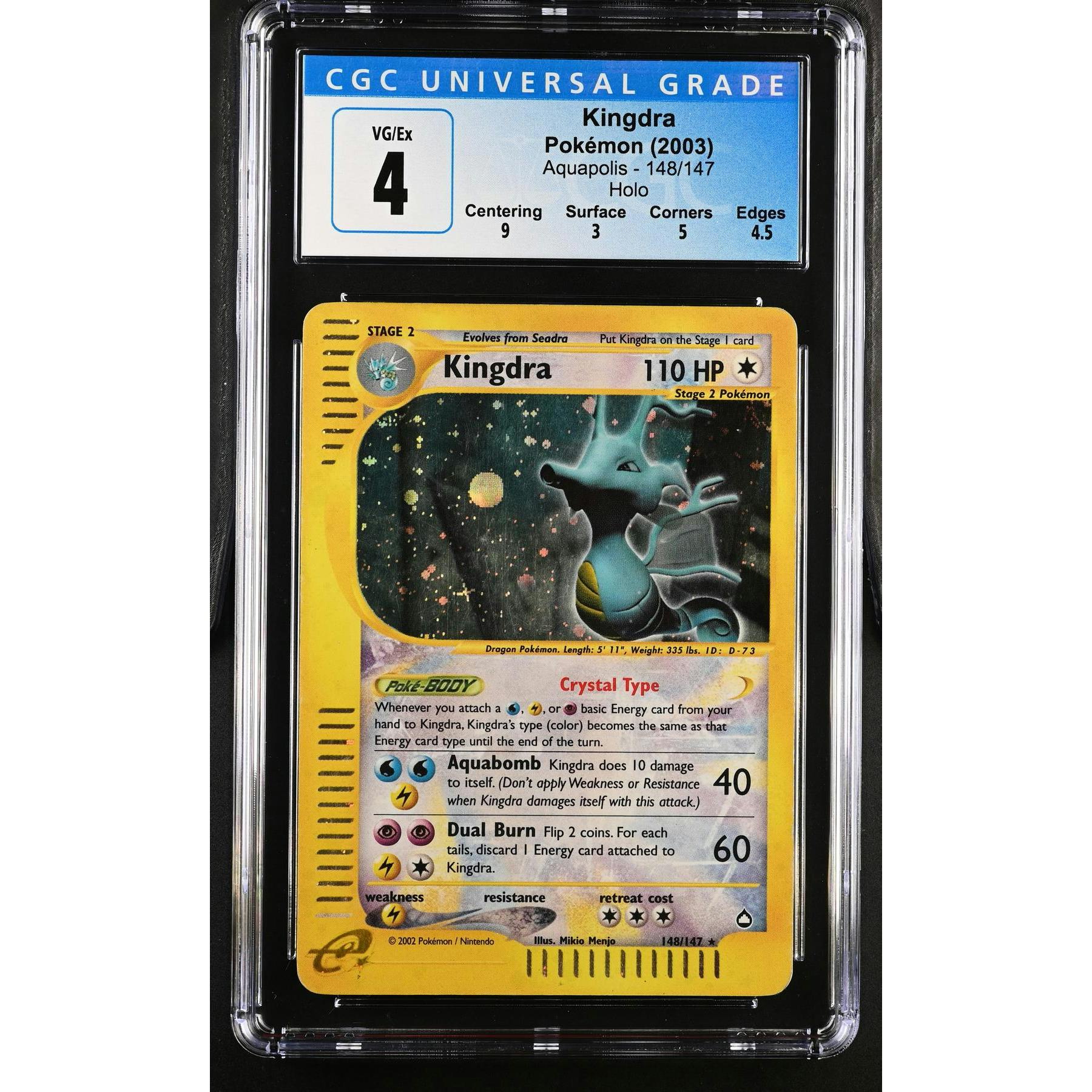 Pokemon Aquapolis Kingdra 148/147 CGC 4 Subgrades 9 3 5 4.5