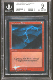 Magic the Gathering Promo Judge FOIL Lightning Bolt BGS 9 QUADS NEAR MINT NM