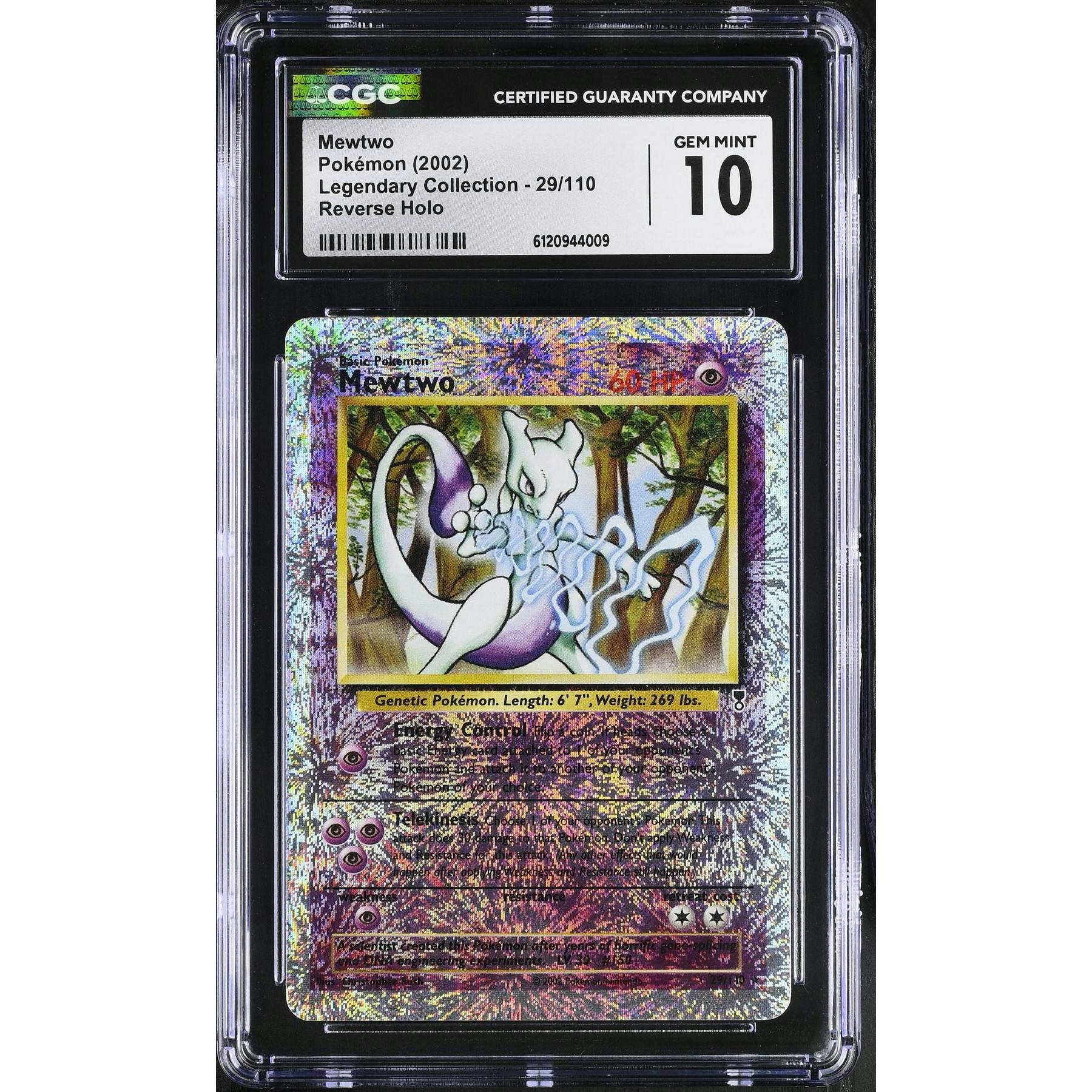 Pokemon Legendary Collection Reverse Holo Foil Mewtwo 29/110 CGC 10 GEM MINT