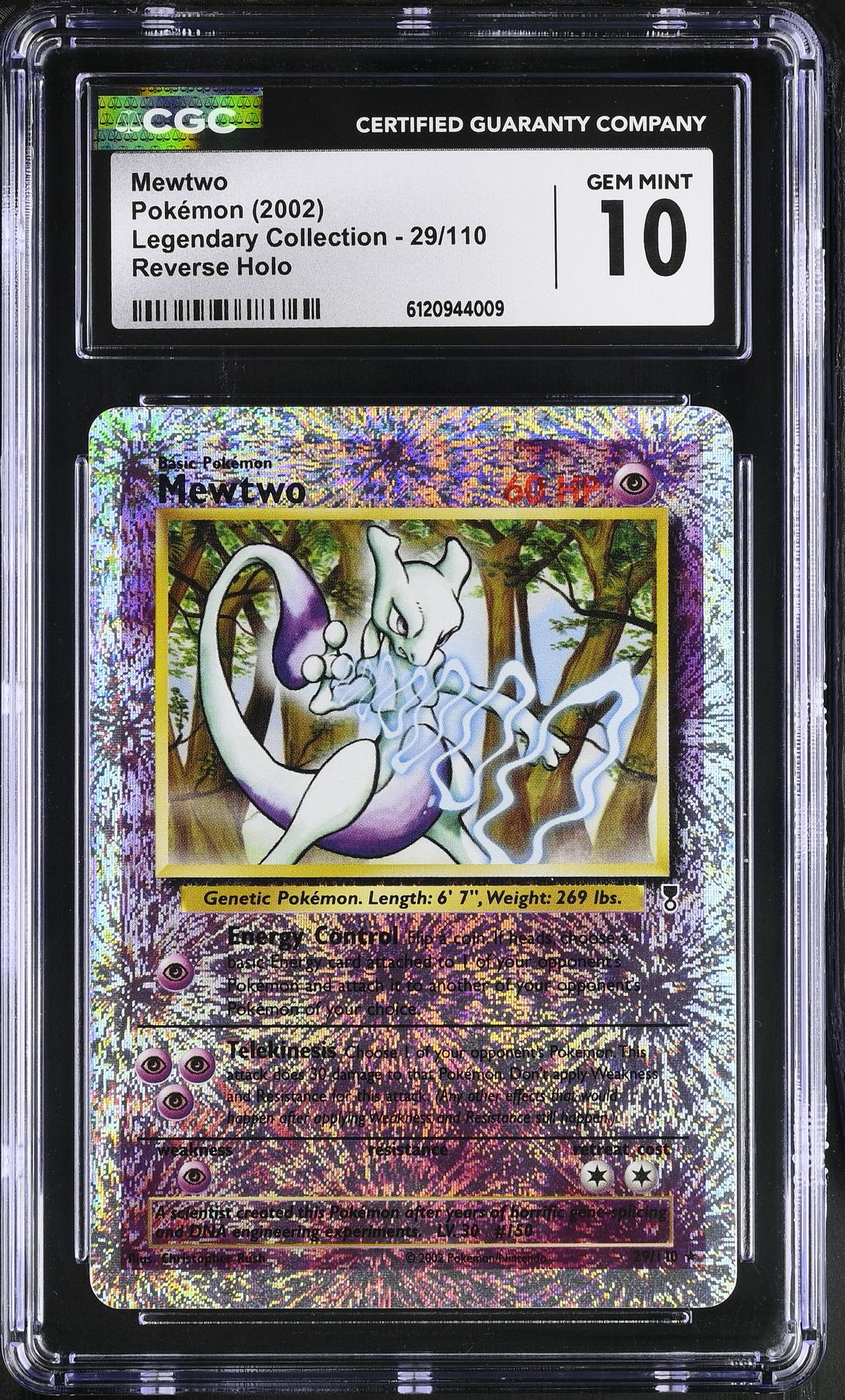 Pokemon Legendary Collection Reverse Holo Foil Mewtwo 29/110 CGC 10 GEM MINT