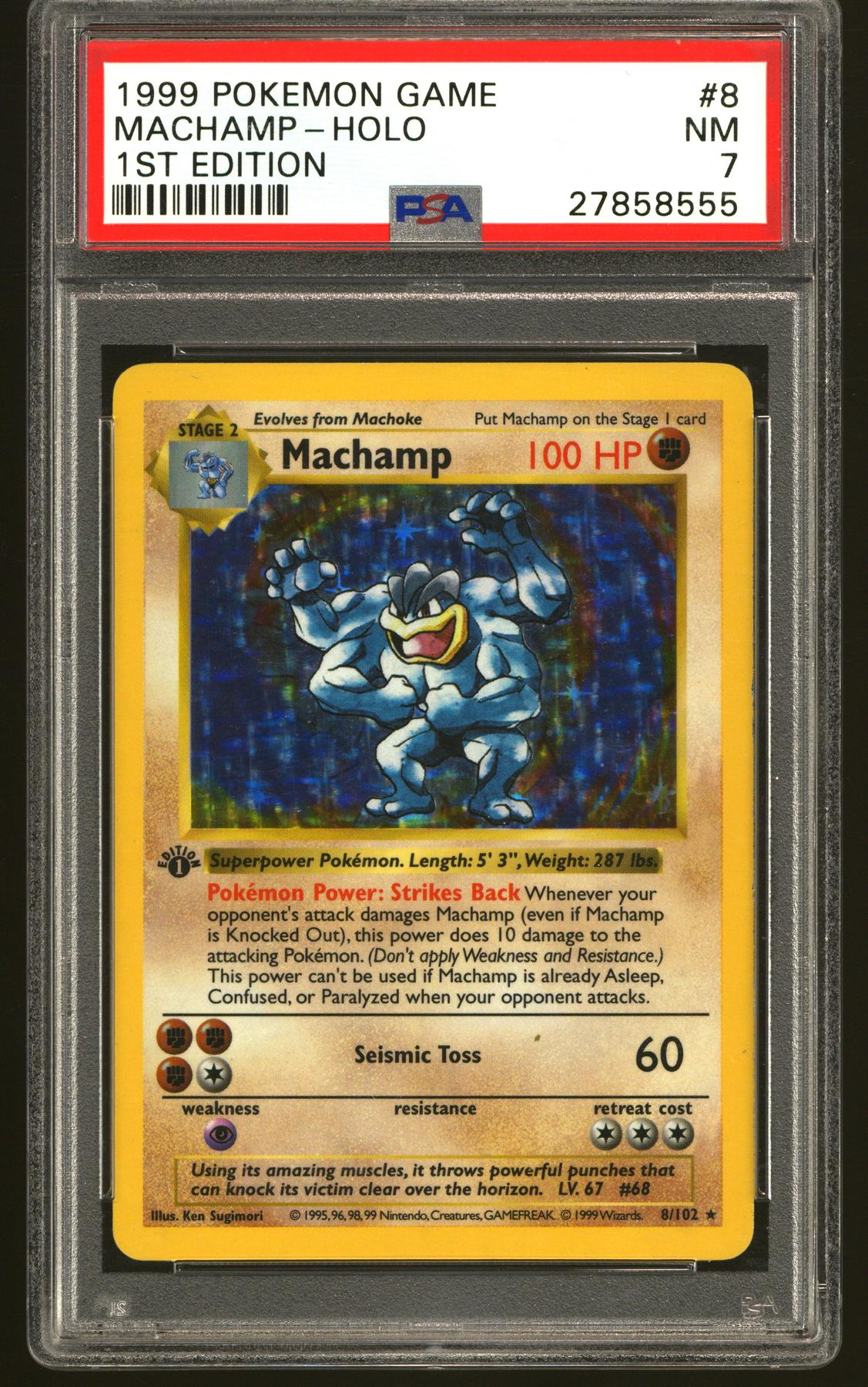 Pokemon Base Set 1st Edition Shadowless Machamp 8/102 PSA 7