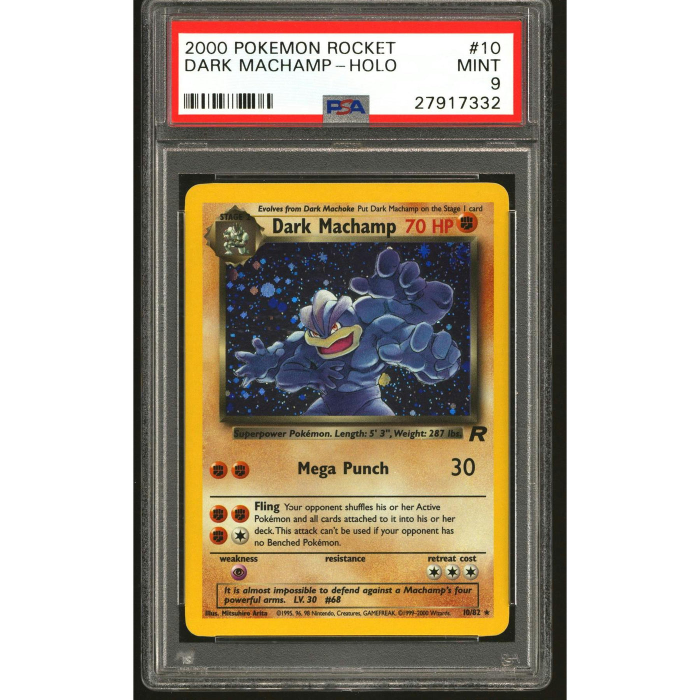 Pokemon Team Rocket Dark Machamp 10/82 PSA 9