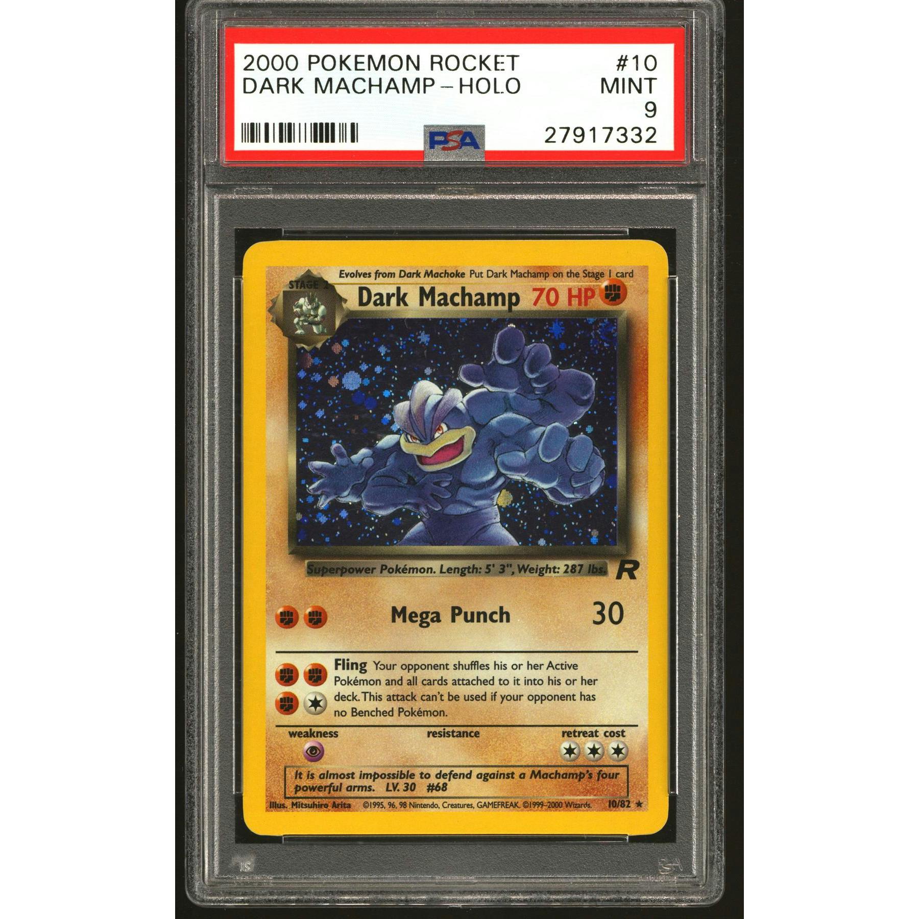 Pokemon Team Rocket Dark Machamp 10/82 PSA 9