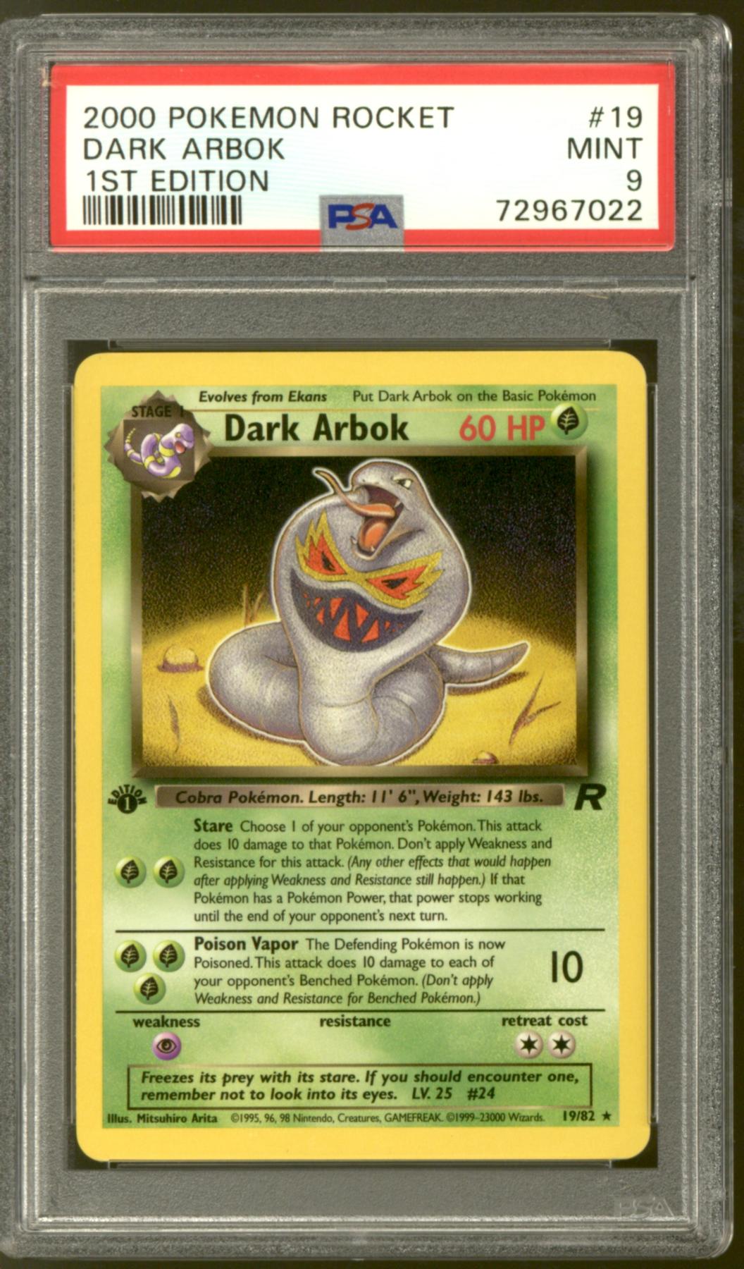 Pokemon Team Rocket 1st Edition Dark Arbok 19/82 PSA 9