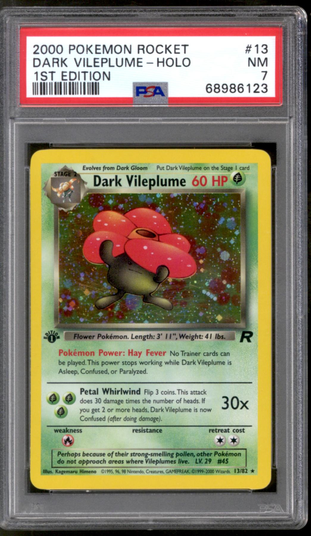 Pokemon Team Rocket 1st Edition Dark Vileplume 13/82 PSA 7