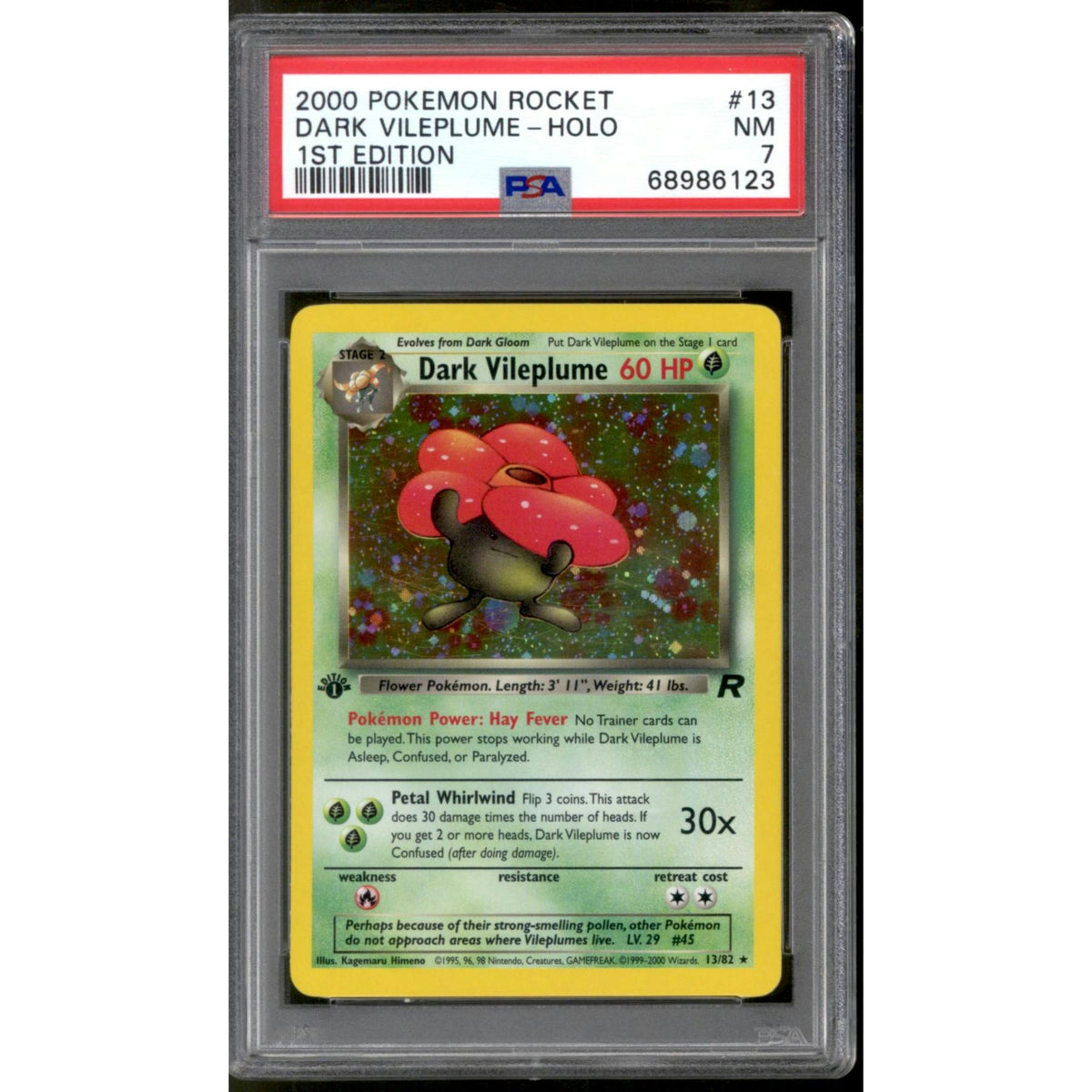 Pokemon Team Rocket 1st Edition Dark Vileplume 13/82 PSA 7
