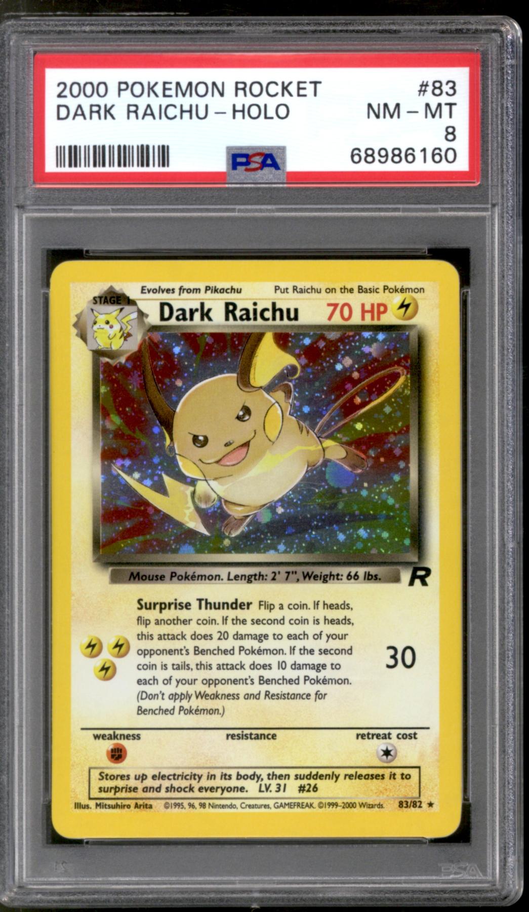 Pokemon Team Rocket Dark Raichu 83/82 PSA 8