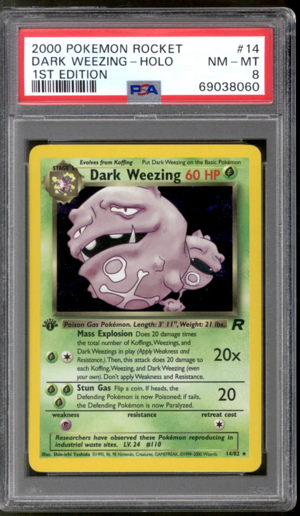 Pokemon Team Rocket 1st Edition Dark Weezing 14/82 PSA 8