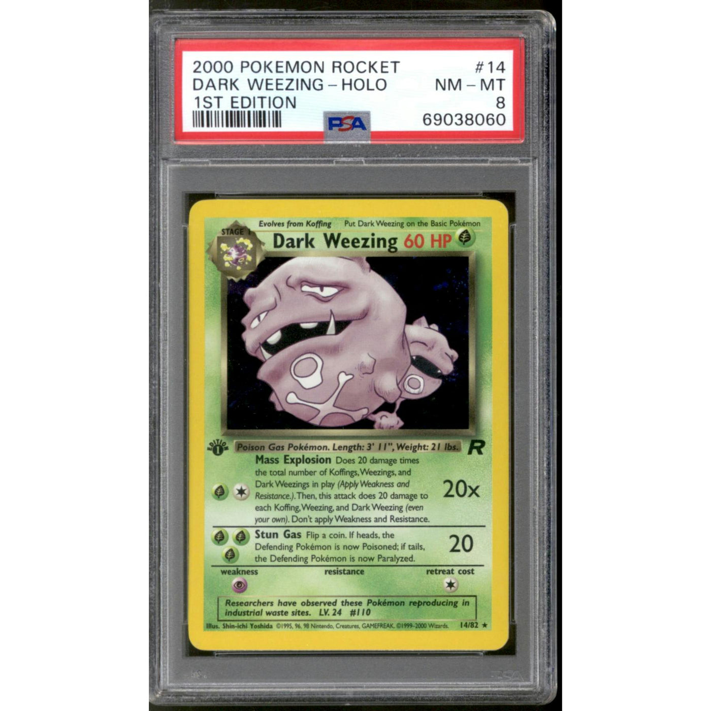 Pokemon Team Rocket 1st Edition Dark Weezing 14/82 PSA 8