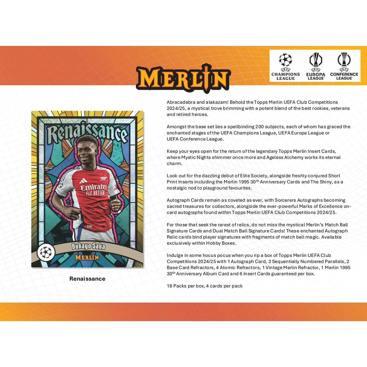 2024/25 Topps Chrome Merlin UEFA Club Competitions Soccer Hobby 12-Box Case