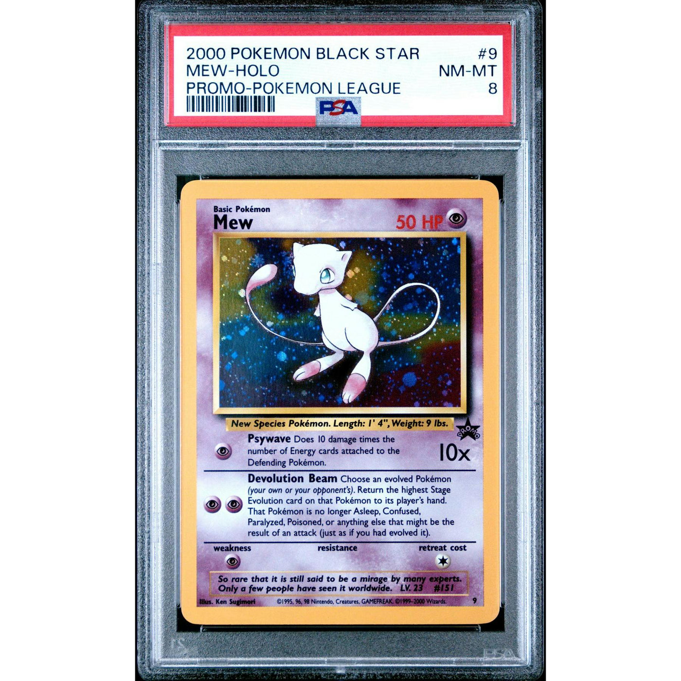 Pokemon WOTC Black Star League Promo Holo Foil Mew 9 PSA 8