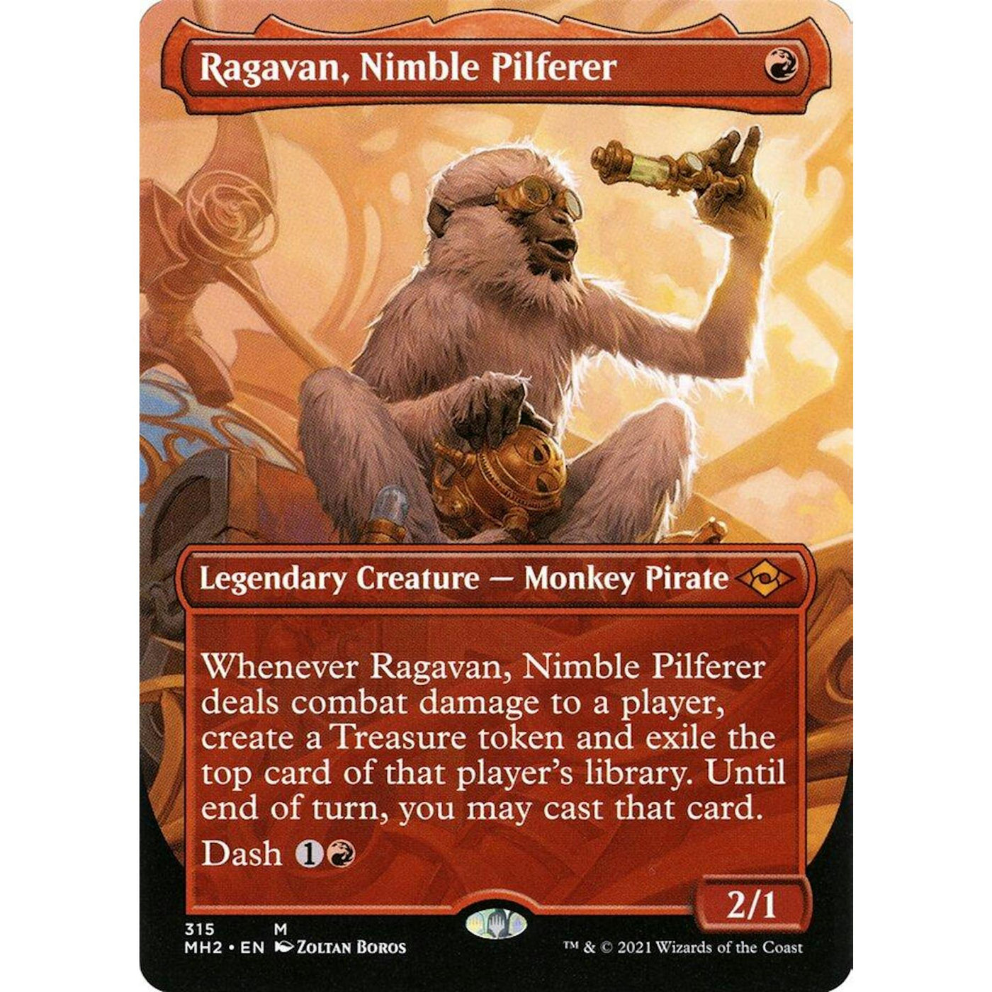 Magic the Gathering Modern Horizons 2 BORDERLESS Ragavan, Nimble Pilferer 315 NEAR MINT NM