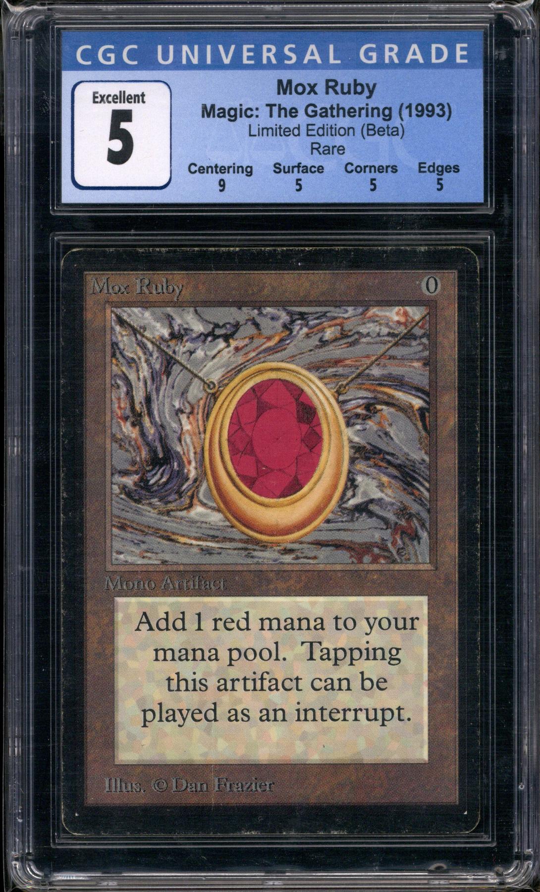 Magic the Gathering Beta Mox Ruby CGC 5 MODERATELY PLAYED MP