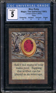 Magic the Gathering Beta Mox Ruby CGC 5 MODERATELY PLAYED MP