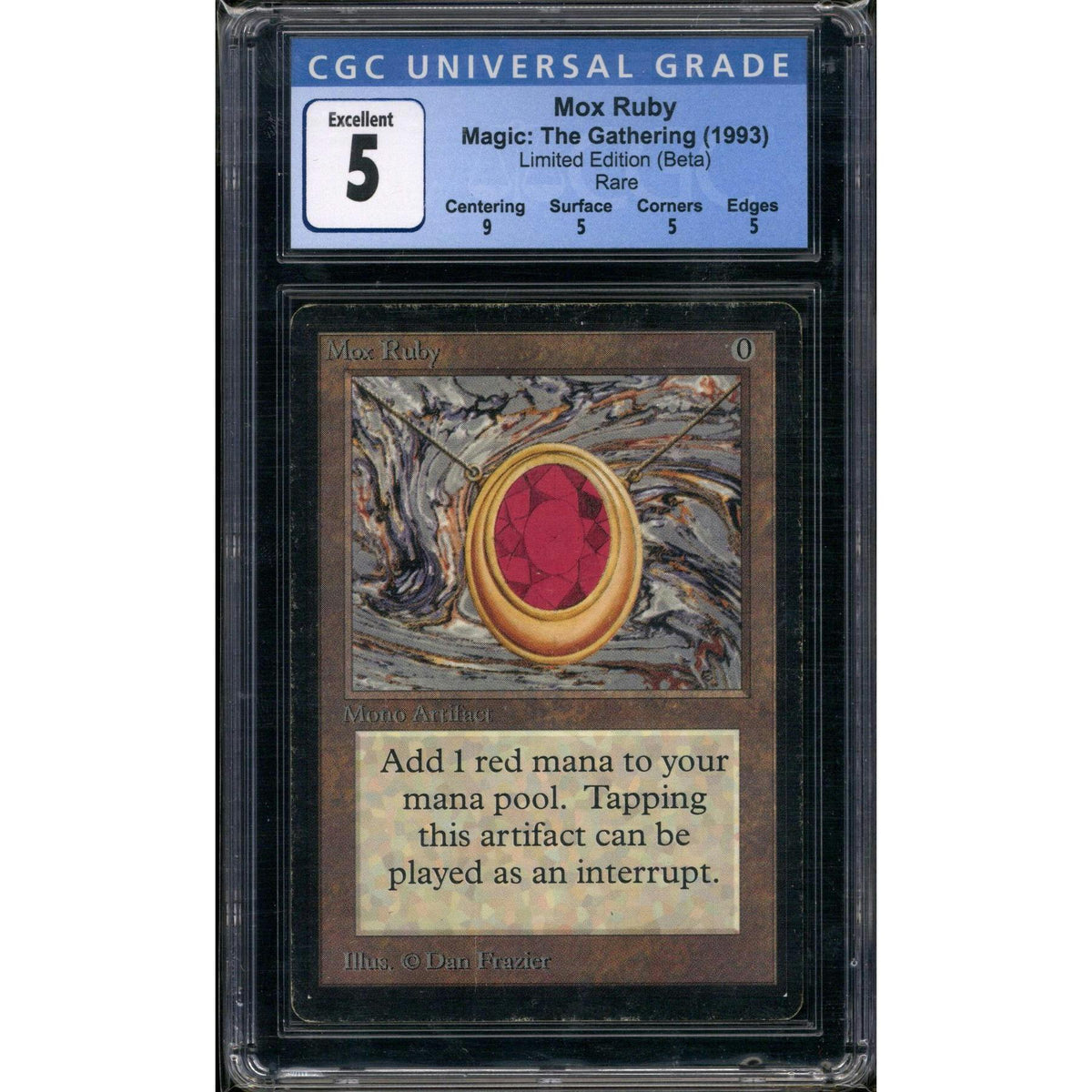 Magic the Gathering Beta Mox Ruby CGC 5 MODERATELY PLAYED MP