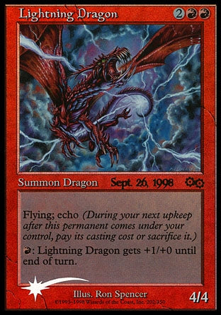 Magic the Gathering PRERELEASE FOIL Lightning Dragon LIGHTLY PLAYED LP