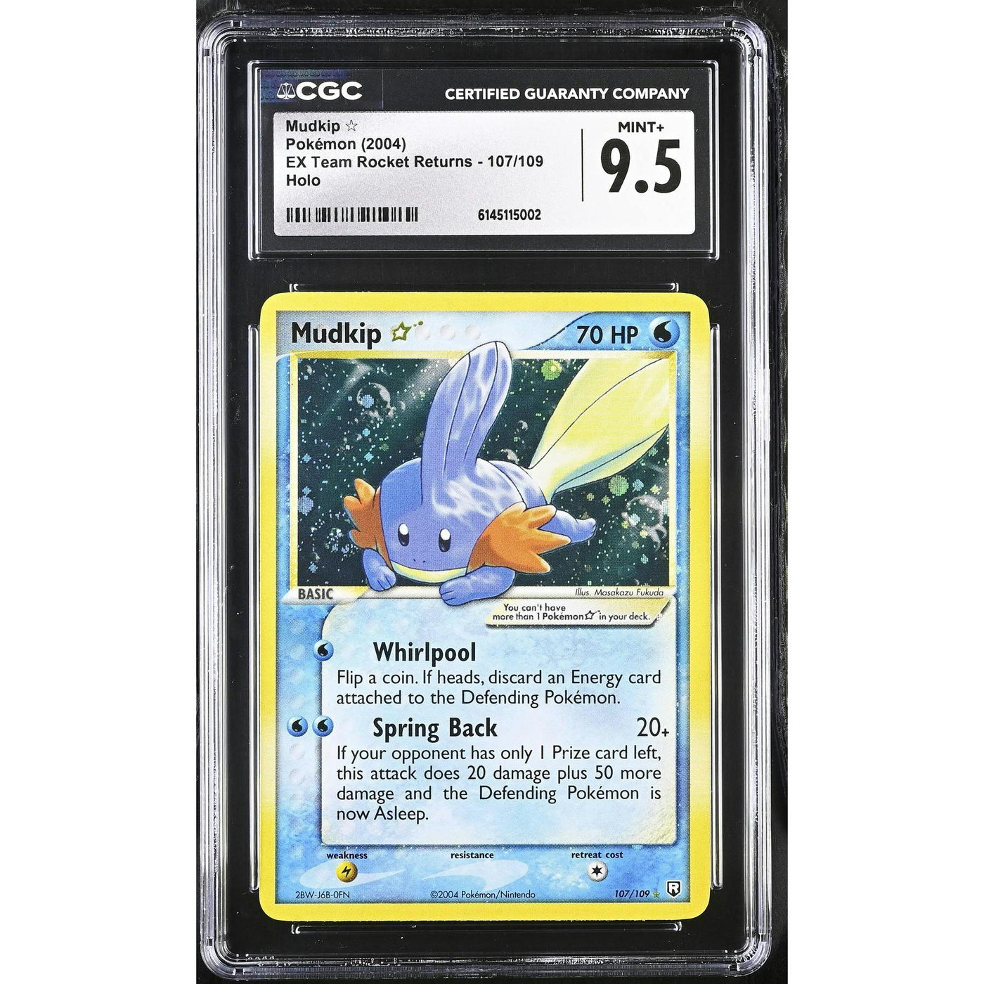 Pokemon EX Team Rocket Returns Mudkip Gold Star 107/109 CGC 9.5 MINT PLUS