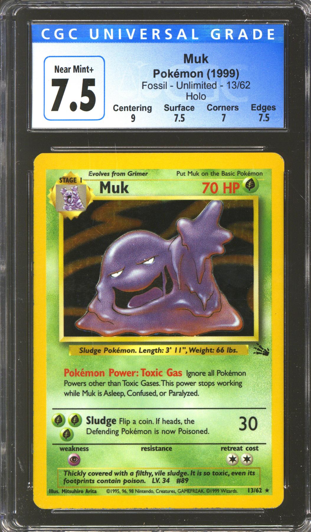 Pokemon Fossil Muk 13/62 CGC 7.5 subs