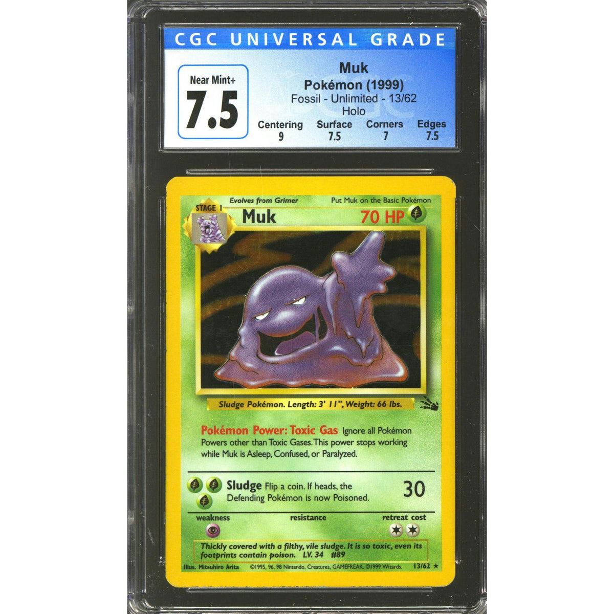 Pokemon Fossil Muk 13/62 CGC 7.5 subs
