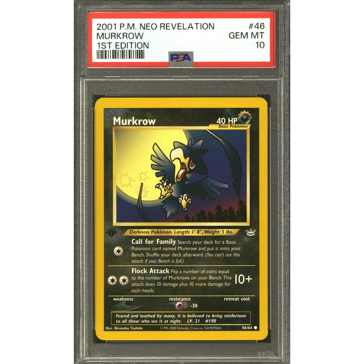 Pokemon Neo Revelation 1st Edition Murkrow 46/64 PSA 10 GEM MINT