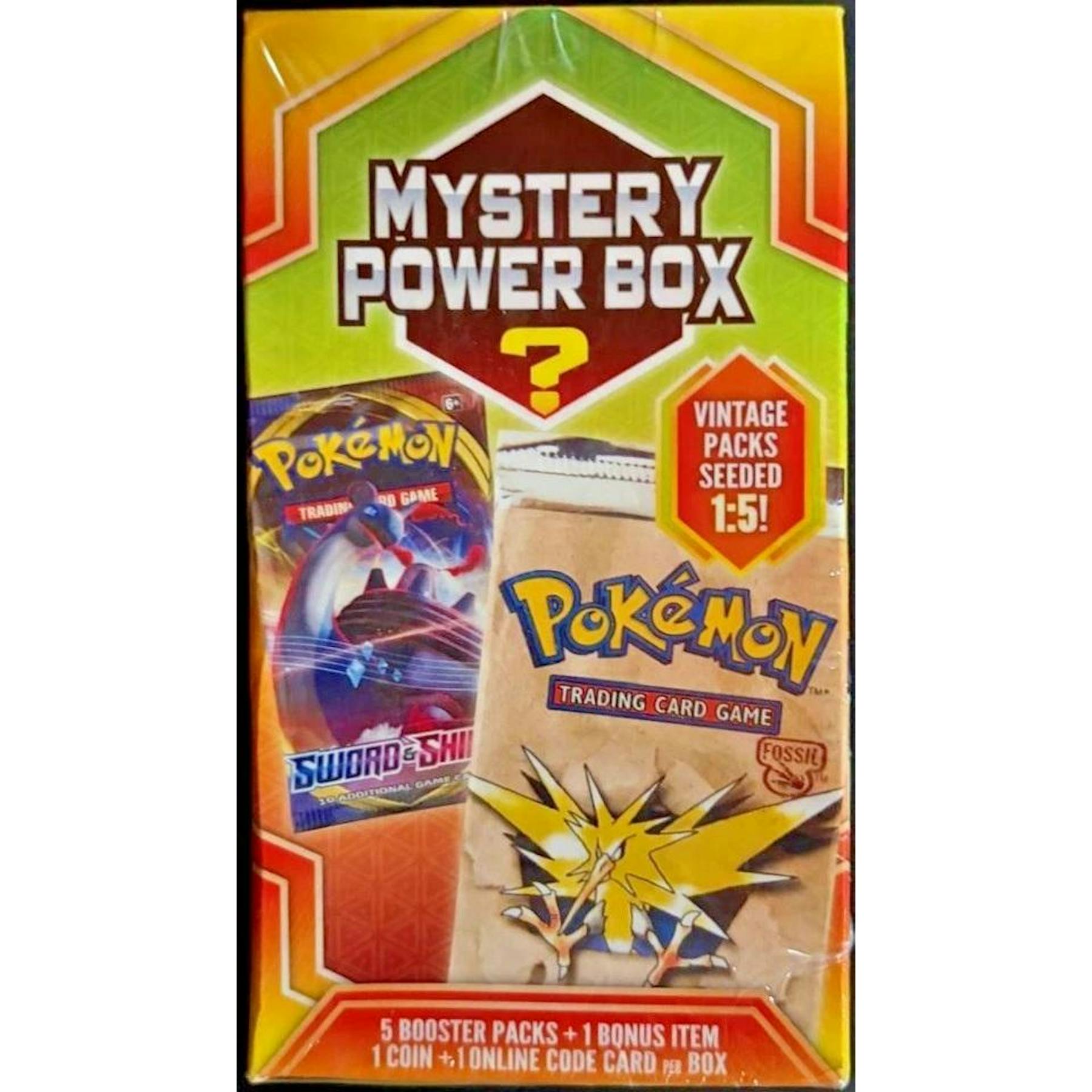 Pokemon Mystery Power Box 2020 MJ Holding 5 Booster Packs w/ Vintage Packs Seeded 1:5