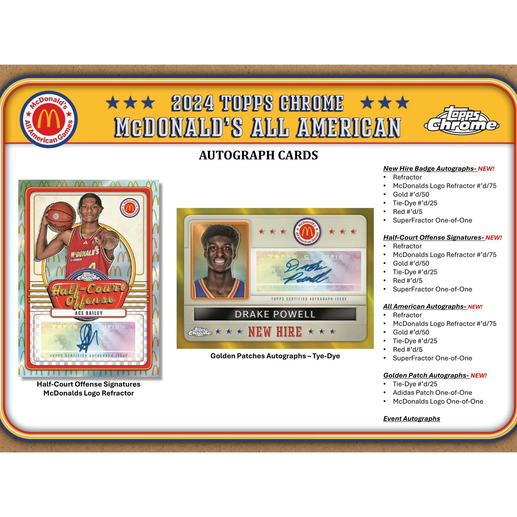 2024 Topps Chrome McDonald's All American Basketball Hobby Box (Cooper Flagg!)