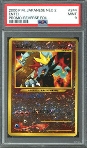 Pokemon Neo Discovery Japanese Premium File Reverse Holo Foil Entei 244 PSA 9
