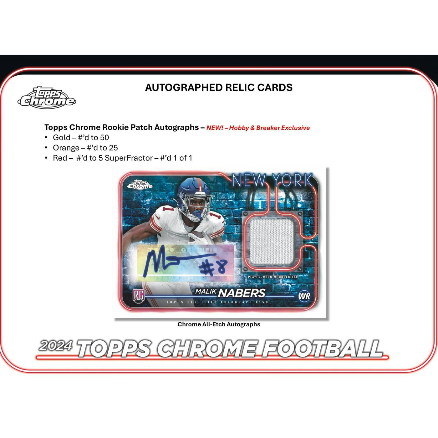 2024 Topps Chrome Football Hobby 12-Box Case