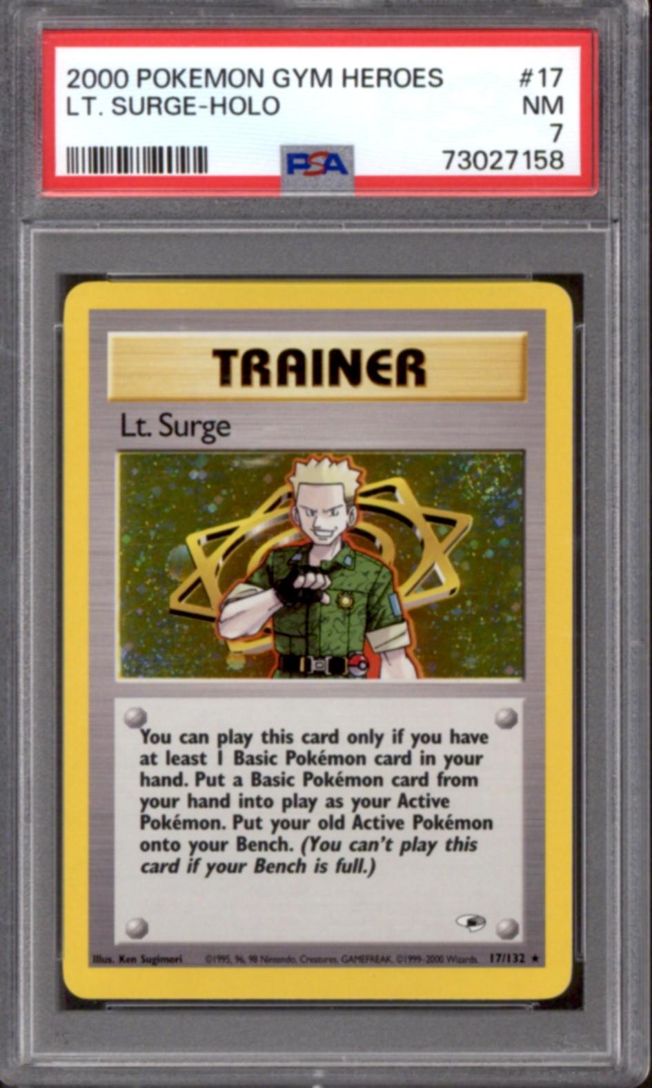 Pokemon Gym Heroes Lt. Surge 17/132 PSA 7