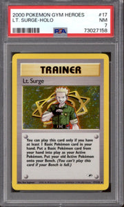 Pokemon Gym Heroes Lt. Surge 17/132 PSA 7