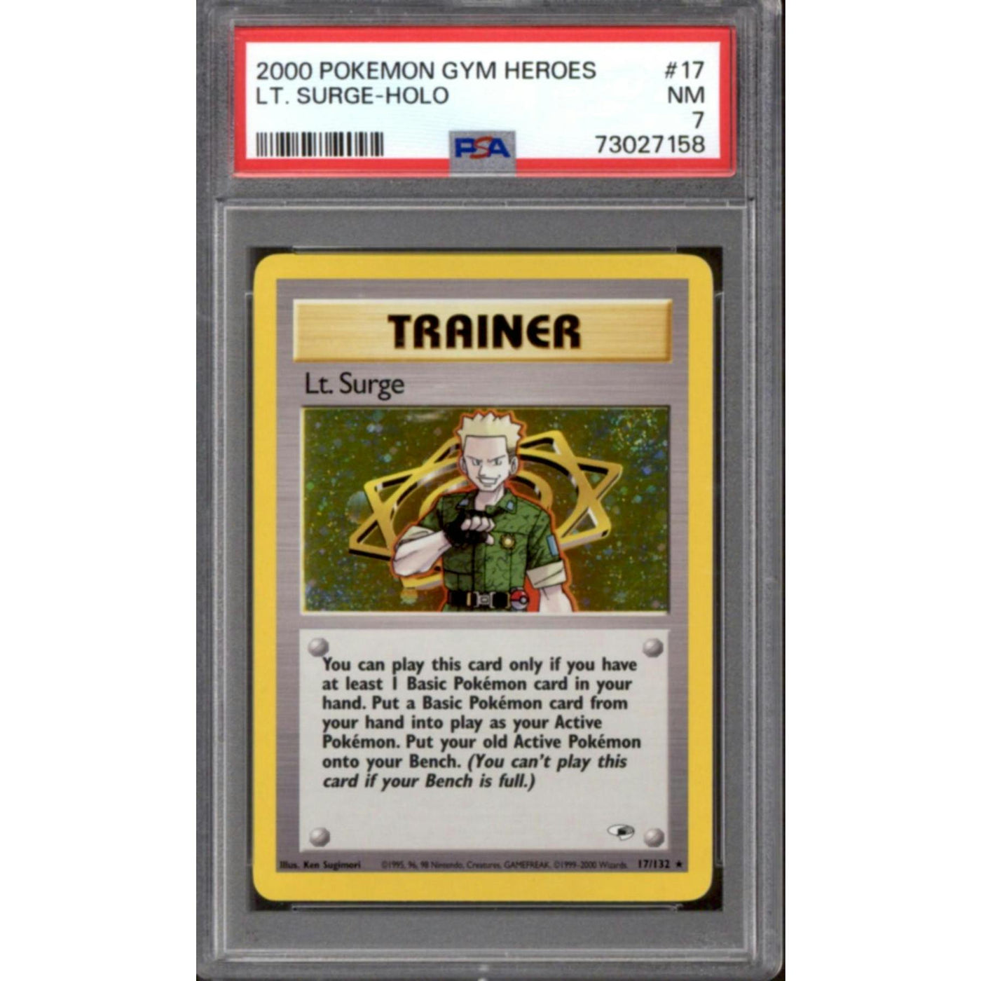 Pokemon Gym Heroes Lt. Surge 17/132 PSA 7