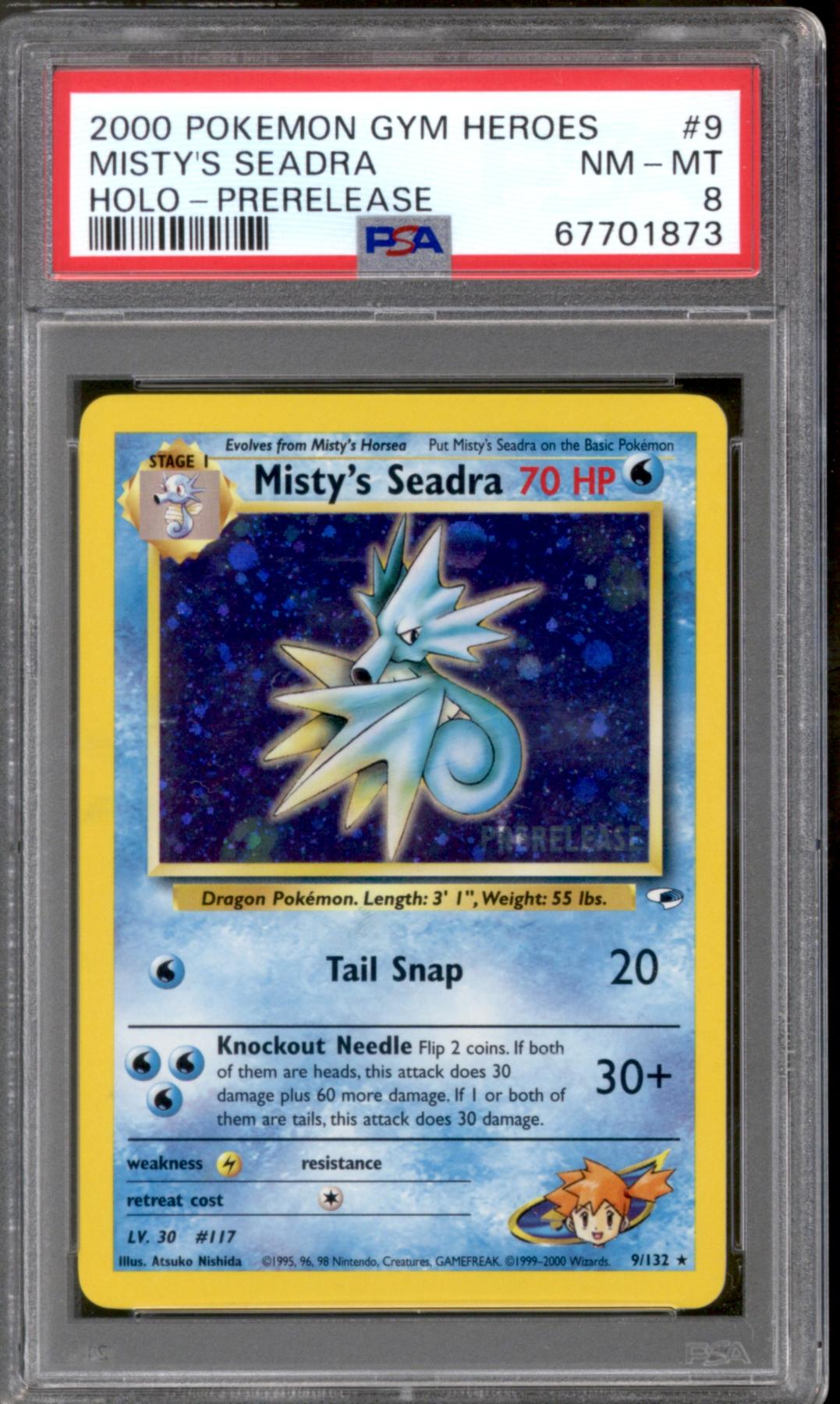 Pokemon Gym Heroes Prerelease Misty's Seadra 9/132 PSA 8