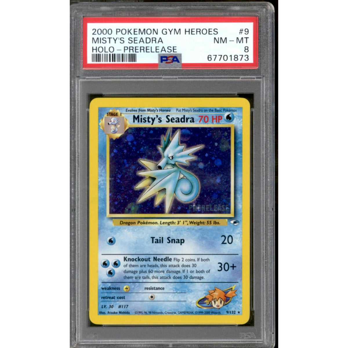 Pokemon Gym Heroes Prerelease Misty's Seadra 9/132 PSA 8