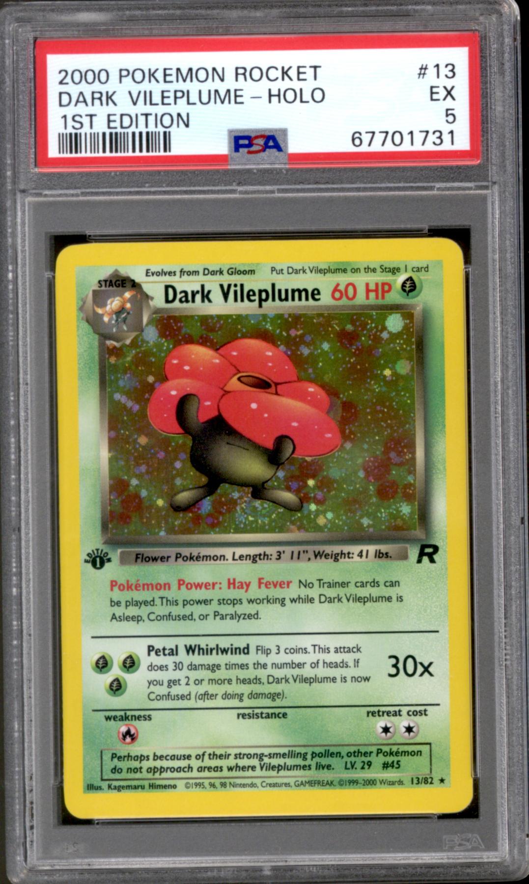 Pokemon Team Rocket 1st Edition Dark Vileplume 13/82 PSA 5