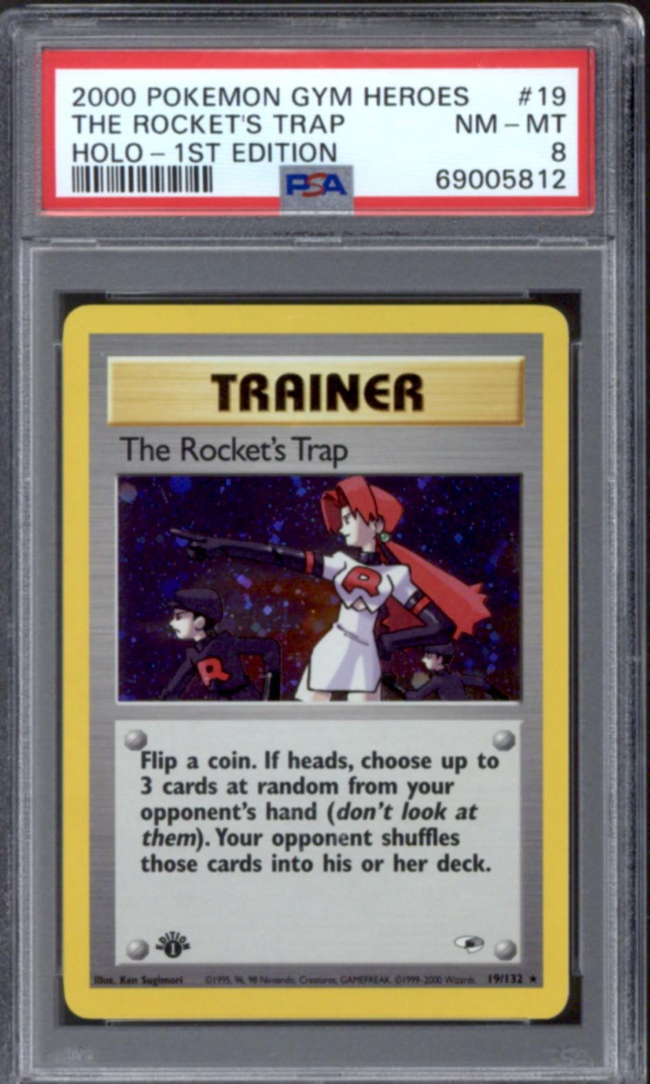 Pokemon Gym Heroes 1st Edition Rocket's Trap 19/132 PSA 8