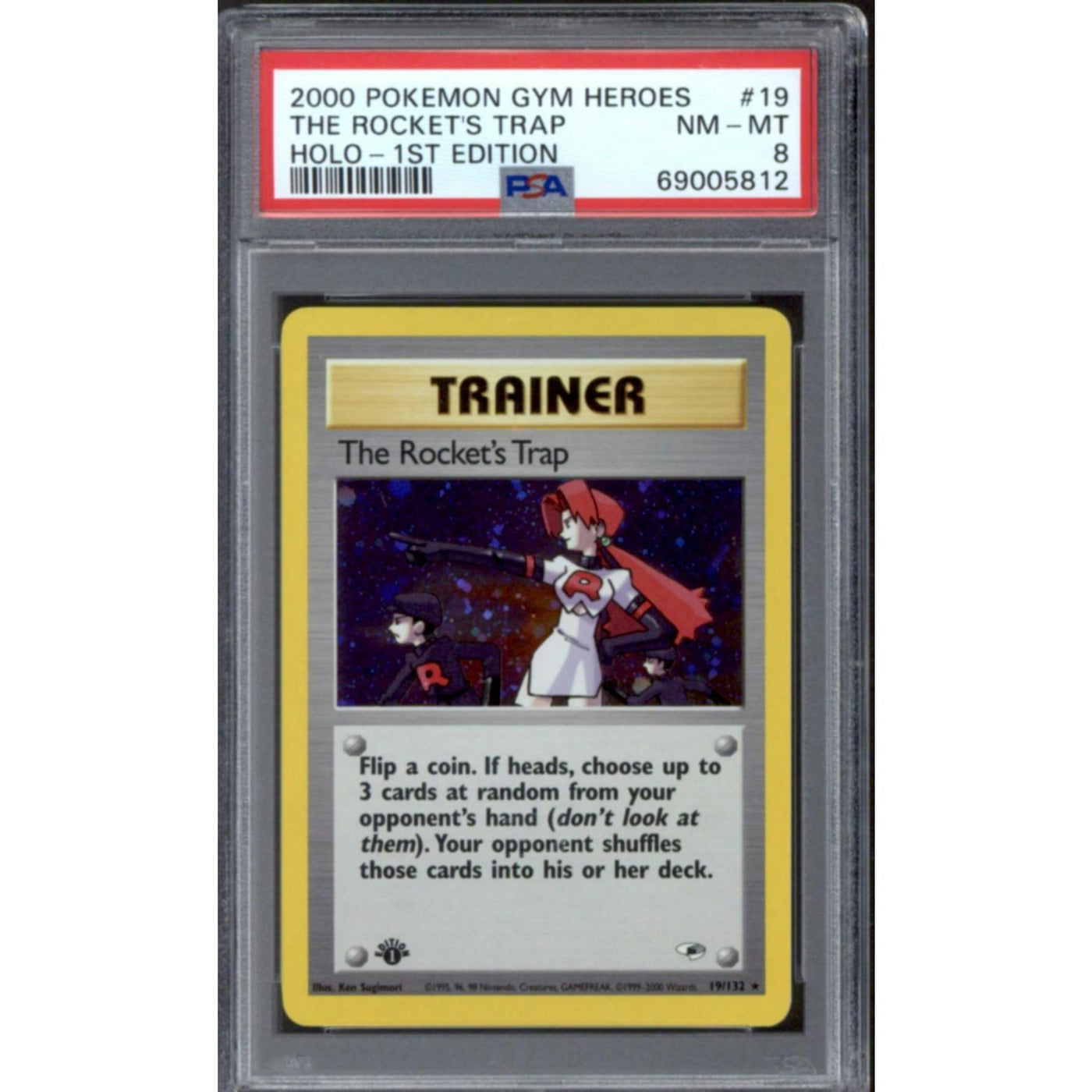 Pokemon Gym Heroes 1st Edition Rocket's Trap 19/132 PSA 8