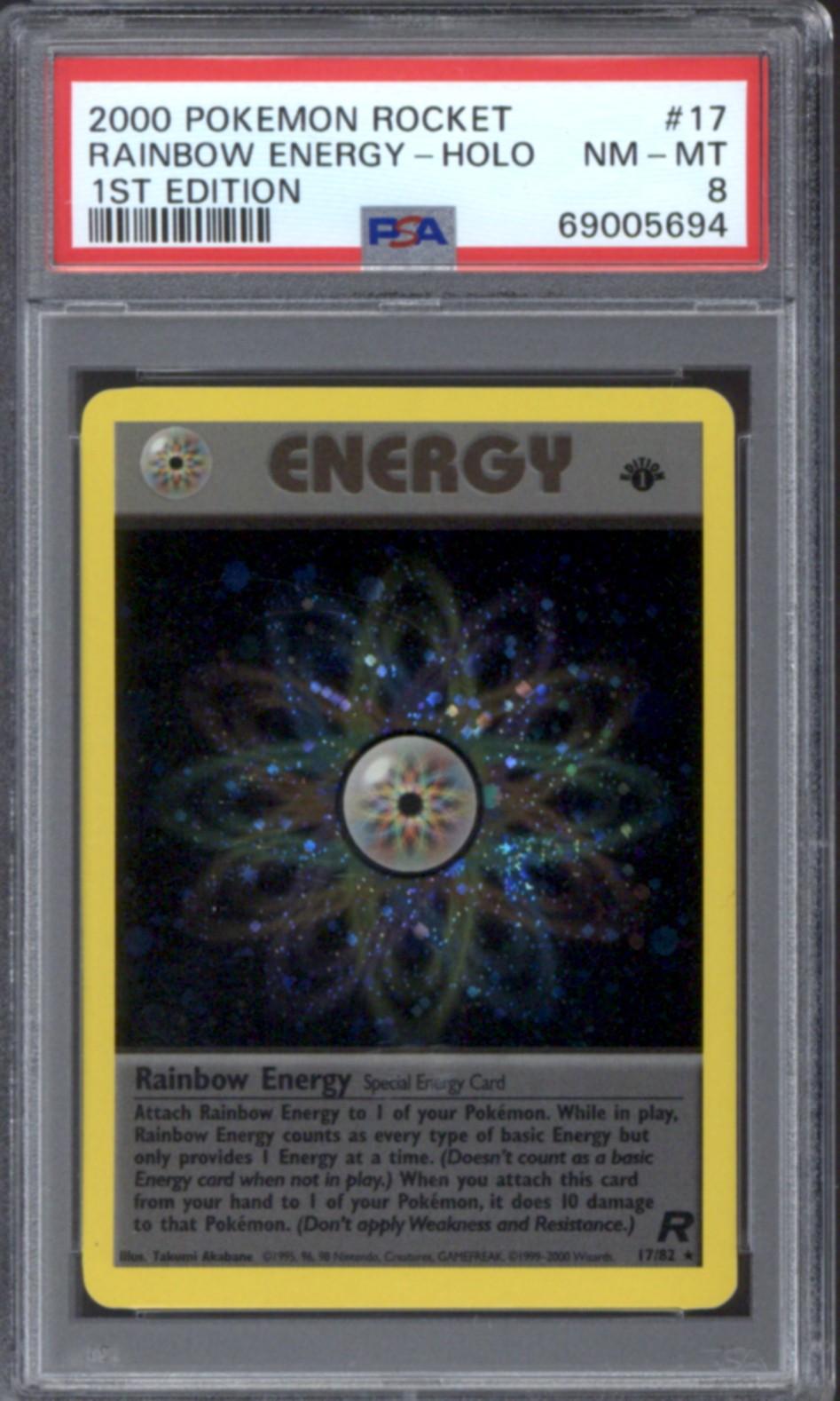 Pokemon Team Rocket 1st Edition Rainbow Energy 17/82 PSA 8