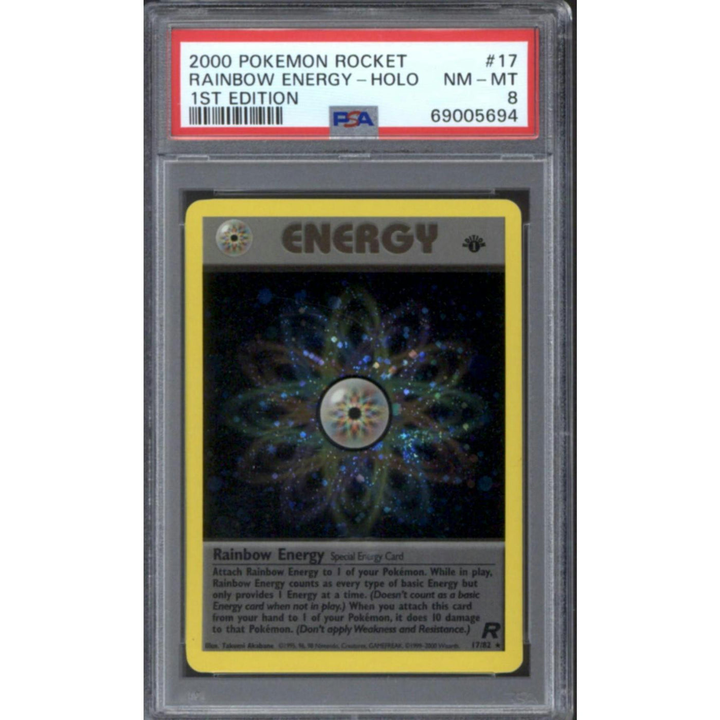 Pokemon Team Rocket 1st Edition Rainbow Energy 17/82 PSA 8