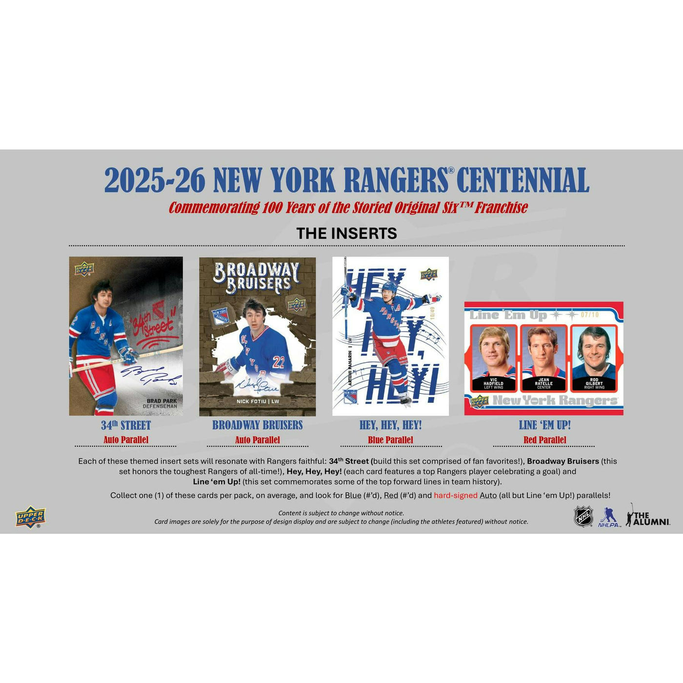 2025/26 Upper Deck New York Rangers Centennial Hockey Hobby 16-Box Case
